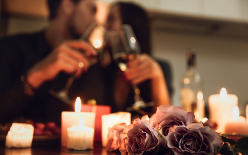 Couple at romantic restaurant in Tucson