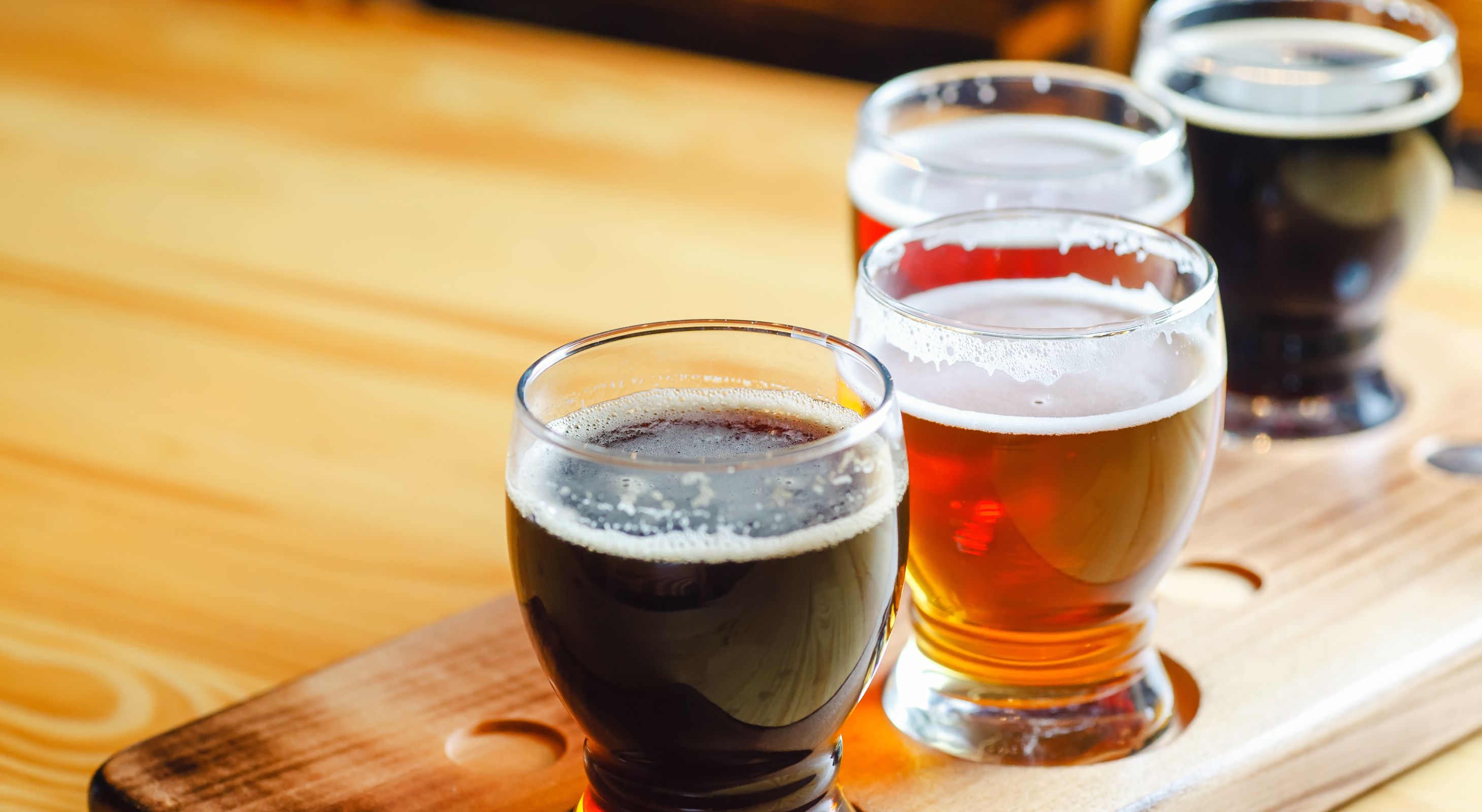 Flight of beer at the best brewery in Tucson