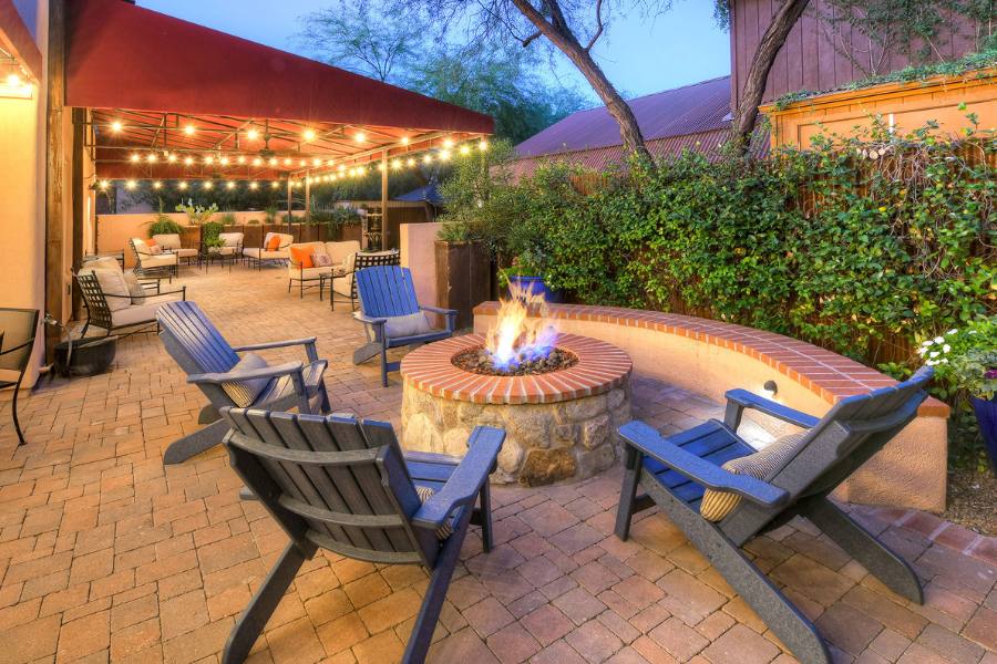 Chairs around an outdoor firepit