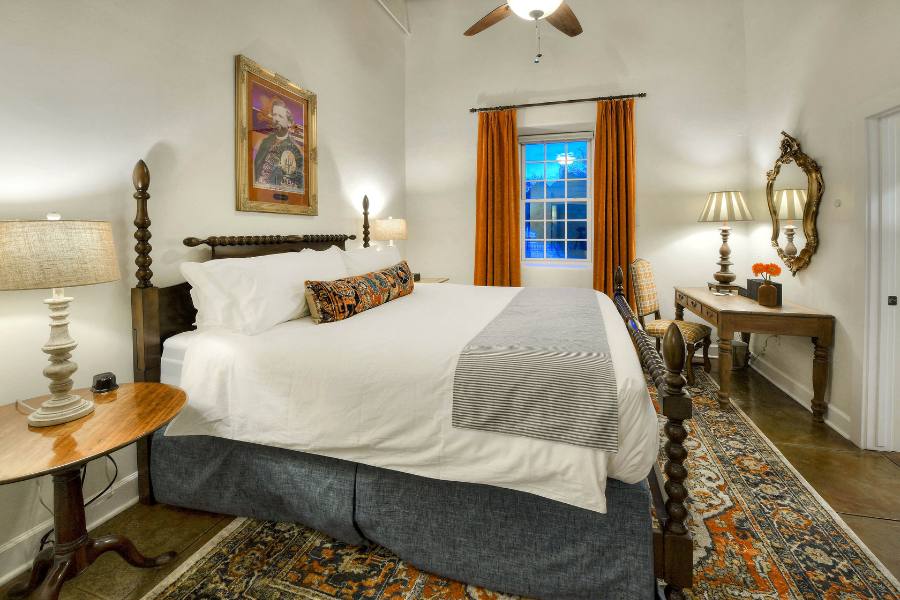 Comfortable King-bed room at Armory Park Inn
