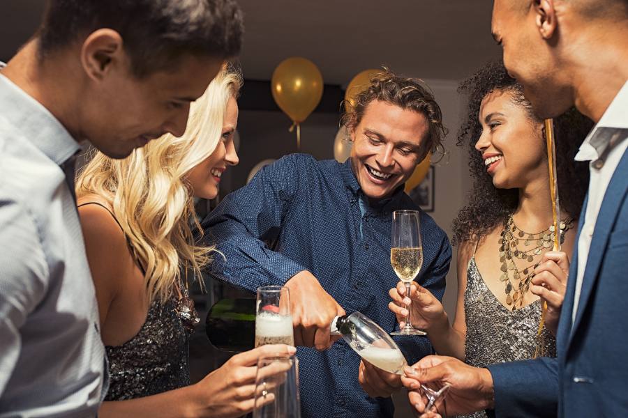 People with champagne at a New Year's party in Arizona